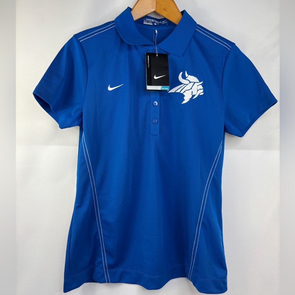 NEW Nike Golf Dri-Fit Women's Royal Blue Polo Shirt Short Sleeve Medium Vikings